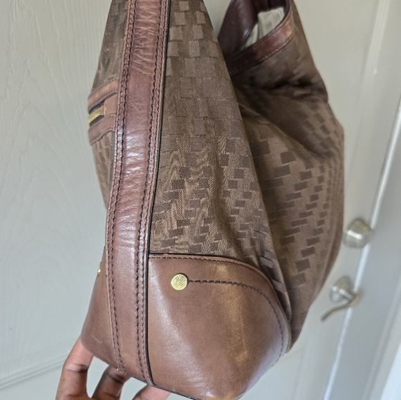 Cole Haan Leather Shoulder Handbag Satchel Women Brown Large - Picture 6 of 16